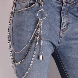 Vintage Car Jeans Pants Key Chain Ring Women Men Hip Hop Silver Color Lock Ke